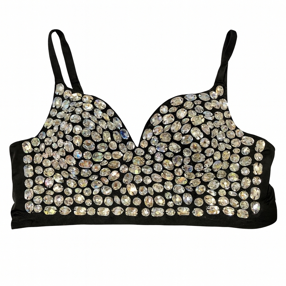Black Rhinestone Embellished Bralette